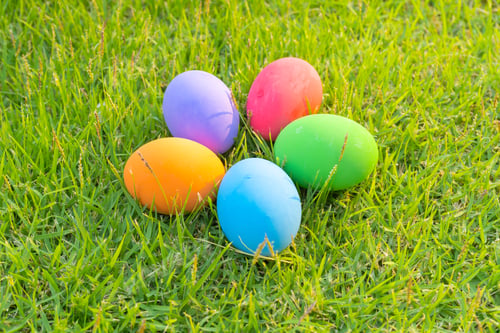 Preview: Colorful easter eggs. Food decoration on holiday.