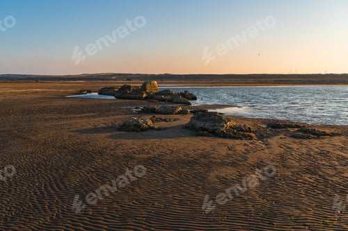 Vista previa: Lago seco al atardecer, calentamiento global