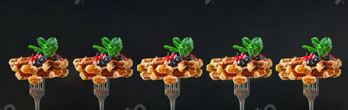 Preview: Belgian Or American Waffles Delicious Sweet Dish, Dessert Snack Menu Concept. Background. Top View