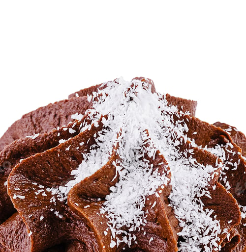 Preview: Delicious chocolate cupcake topping being sprinkled with coconut flakes