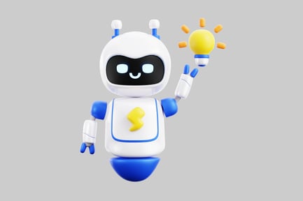 Preview: Thinking robot with light bulb