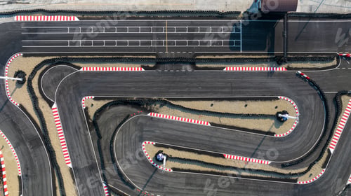 Preview: Aerial top view race kart track, Track for auto racing top view, Car race asphalt and curve.