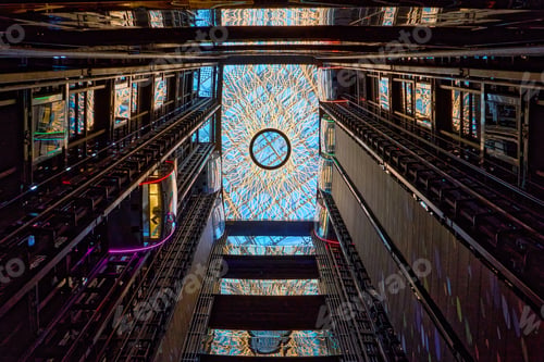 Preview: looking up through the elevator shaft