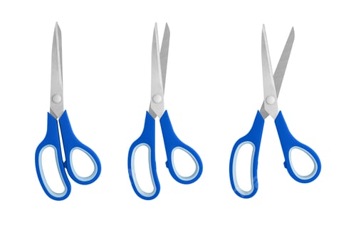 Preview: Set of Blue Handled Scissors in Various Positions