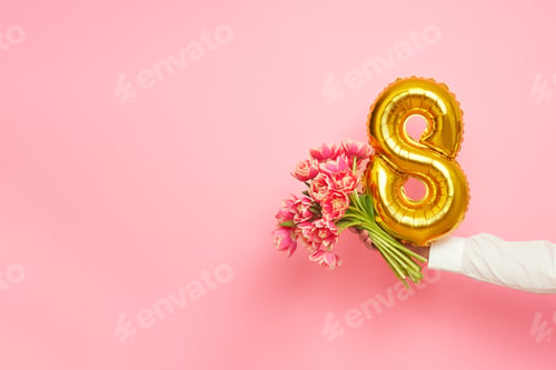 Preview: Man hand with gold balloon shape 8
