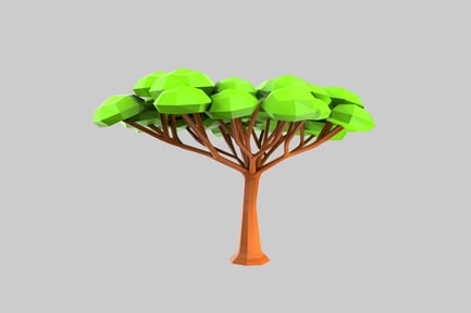 Preview: Low poly umbrella thorn tree