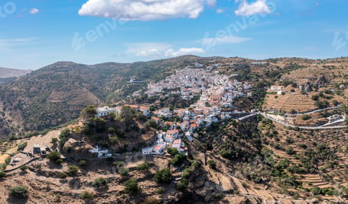 Preview: Greece, Kea island. Aerial drone view of Ioulis chora