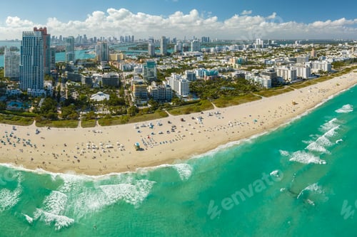 Preview: USA travel destination. South Beach high luxurious hotels and apartment buildings