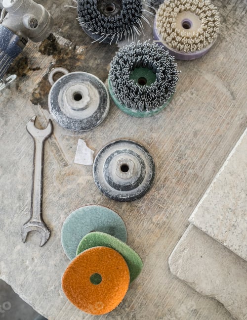 Preview: Italy, Verbania, Overhead view of industrial tools
