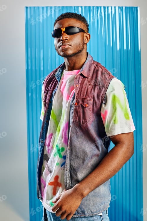 Preview: Portrait of trendy afroamerican man in sunglasses