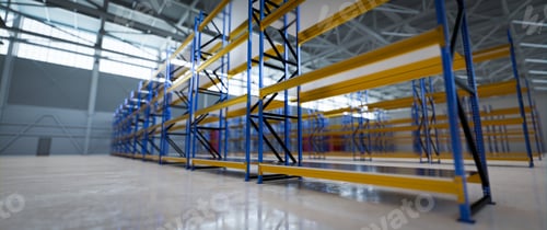 Preview: New empty warehouse for rent. Industrial storehouse, storage system