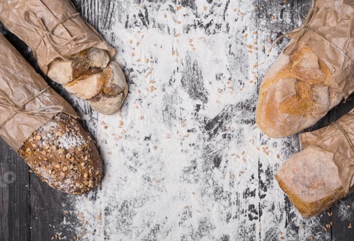 Preview: Bakery concept background. Bread sorts with copy space