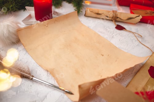 Preview: Vintage styled letter to Santa Claus with Christmas decorations