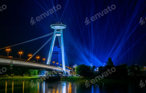 Preview: UFO Bridge Bratislava at Night