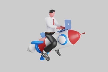 Preview: Rocket launch business cartoon figure