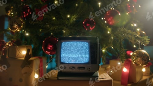 Preview: Christmas noise television with white static and flickering