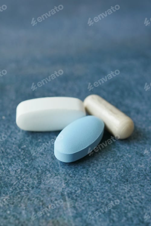 Preview: Close up of many colorful pills and capsules