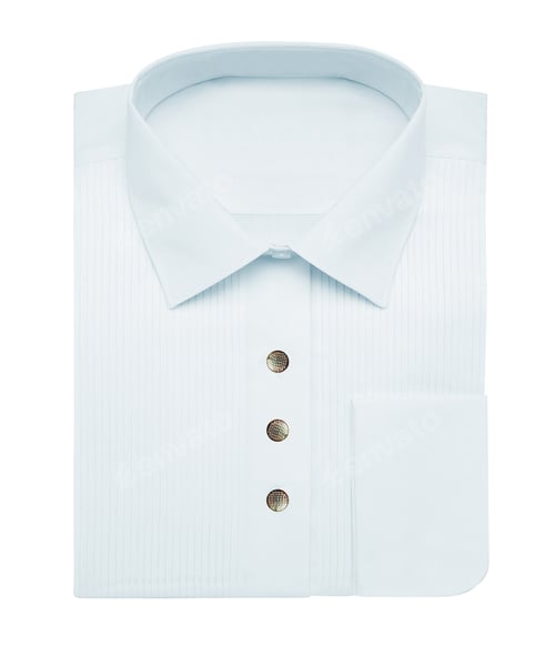 Preview: Folded White Dress Shirt with Detailed Buttoning