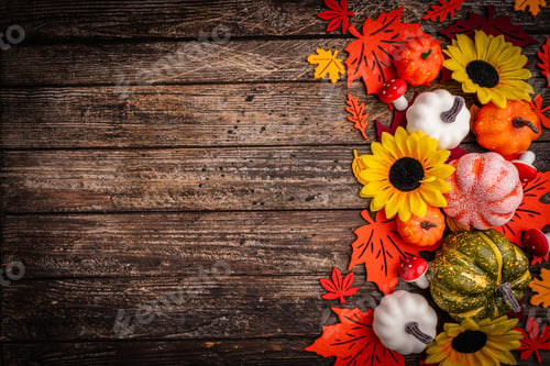 Preview: Autumn background with decorative felt leaves