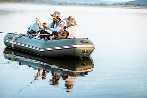 Preview: Grandfather with son fishing on the boat