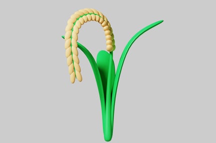 Preview: Stylized plant with green stem and curved leaves