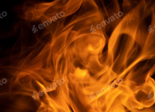 Preview: Flames of fire on black background