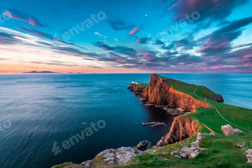 Preview: Famous dusk at the Neist point lighthouse in Scotland