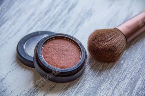 Preview: decorative cosmetics on wooden background