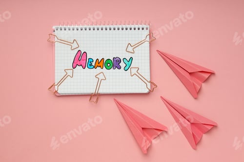 Preview: Concept of problems with memory, amnesia disease on pink background