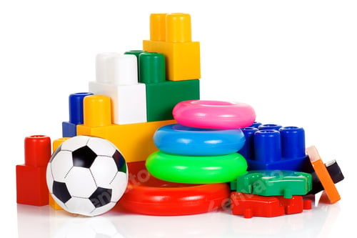 Preview: colorful plastic toys isolated on white
