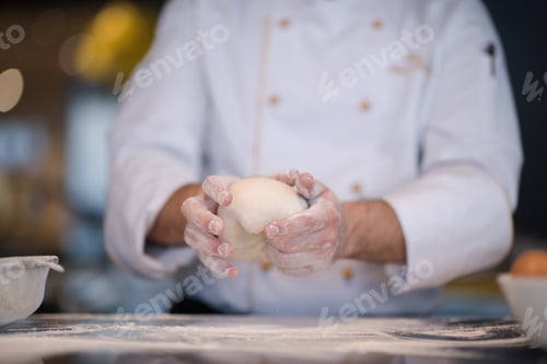 Preview: chef hands preparing dough for pizza
