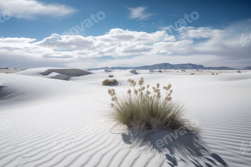 Preview: a small green plant sitting on top of sand dunes in the desert