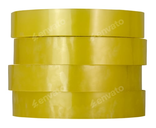 Preview: Stack of Yellow Industrial Tape Rolls on White