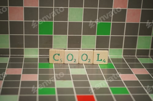 Preview: Tile with green cool text on a blocked background