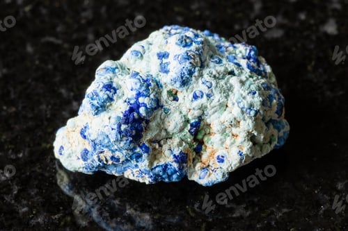 Preview: sample of raw azurite, gibbsite mineral on black