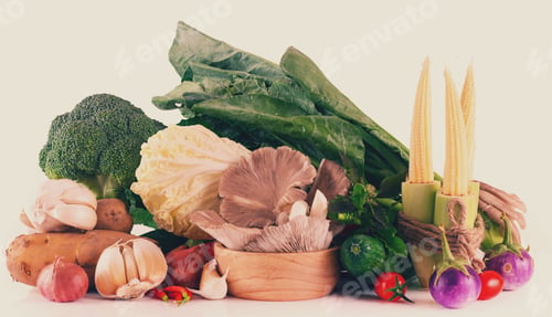 Preview: Group of vegetable on white