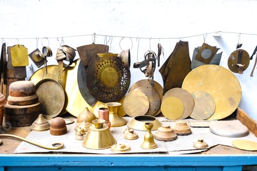 Preview: Brass materials in an old craft workshop.