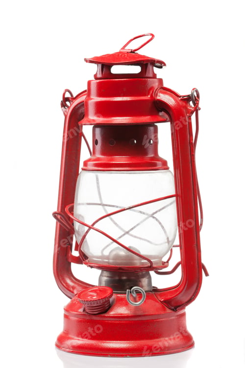 Preview: Red vintage gas lamp isolated on white