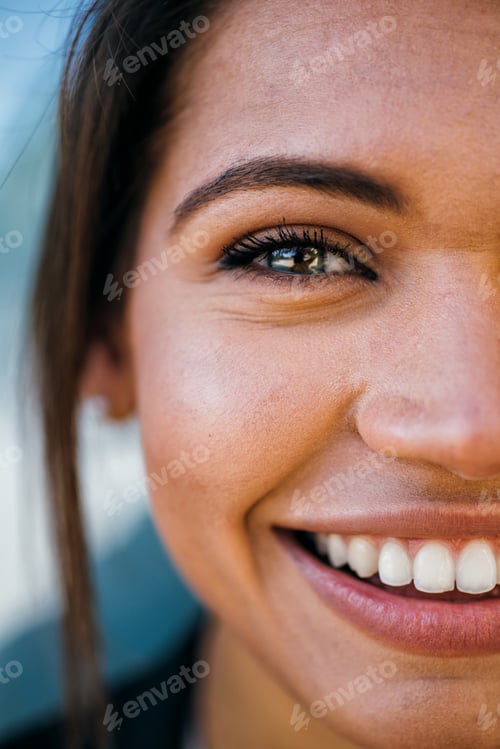 Preview: Beautiful woman and her blue eyes, macro shot