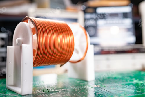 Preview: Close-up A lot of skeins of twisted copper wire