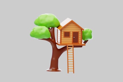Preview: Cartoon treehouse with ladder access