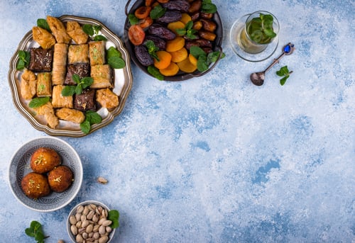 Preview: Ramadan iftar traditional desserts baklava and dates