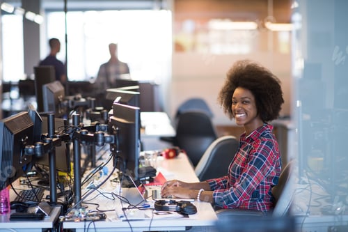 Preview: portrait of a young successful African-American woman in modern
