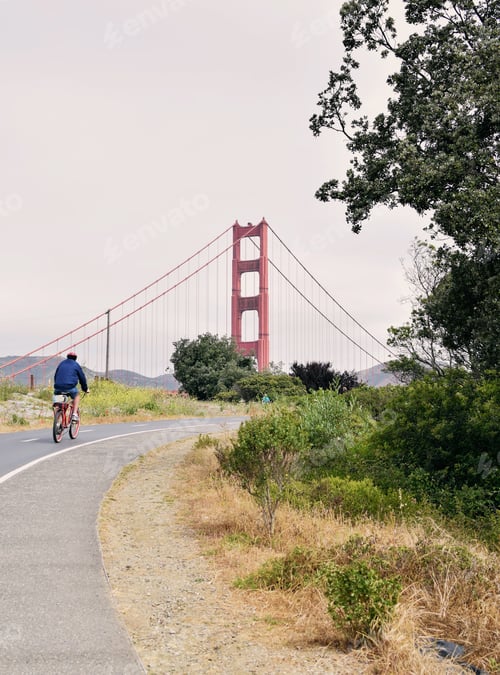 Preview: The bike trail leading up to Golden Gate Bridge in San Francisco, California.