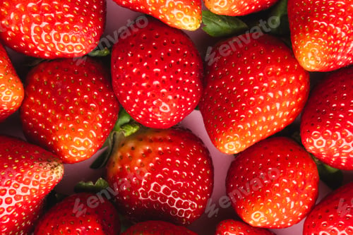 Preview: Close up of strawberries and copy space on pink background