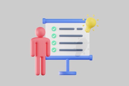 Visualização: Quadro de apresentação com lâmpada de ideia