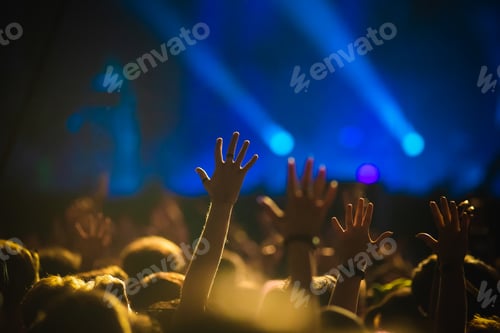 Preview: crowd partying stage lights live concert summer music festival