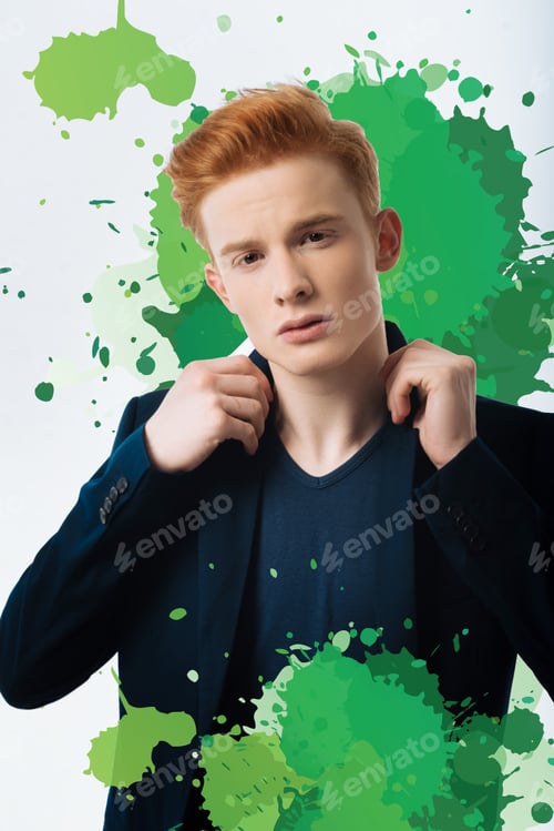 Preview: Last Touch. Earnest Ambitious Guy Looking At Camera And Touching Jacket