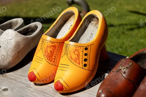 Preview: Traditional Dutch clogs, shoes, high heels Netherlands. Close-up