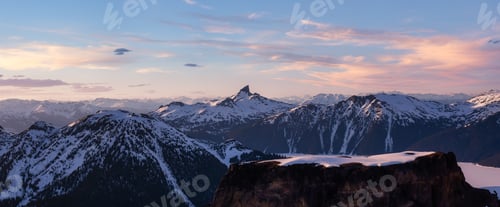 Preview: Snow Covered Canadian Mountain Landscape in Winter. Nature Background